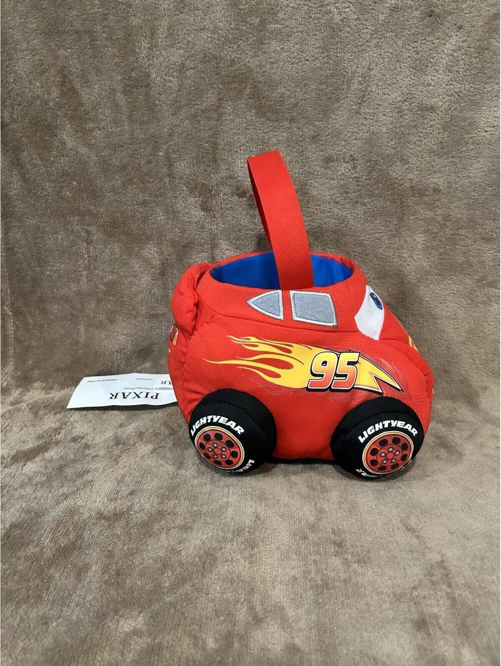 Disney Pixar Cars Lightning McQueen Plush Easter Halloween Basket With Handle